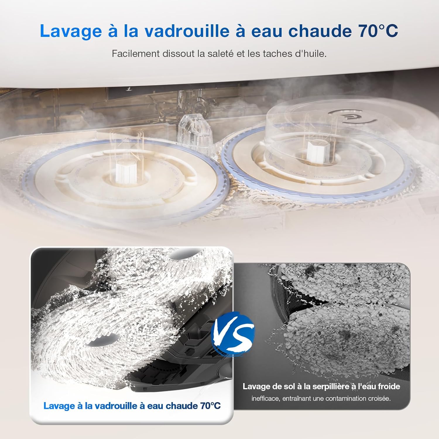 ECOVACS X8 PRO OMNI Robot Aspirateur Laveur avec Station Tout-En-Un, Puissance 18000Pa, Nettoyage Automatique Instantané OZMO ROLLER, Nettoyage à l'eau chaude 75℃, Ajout Solution Nettoyage Automatique