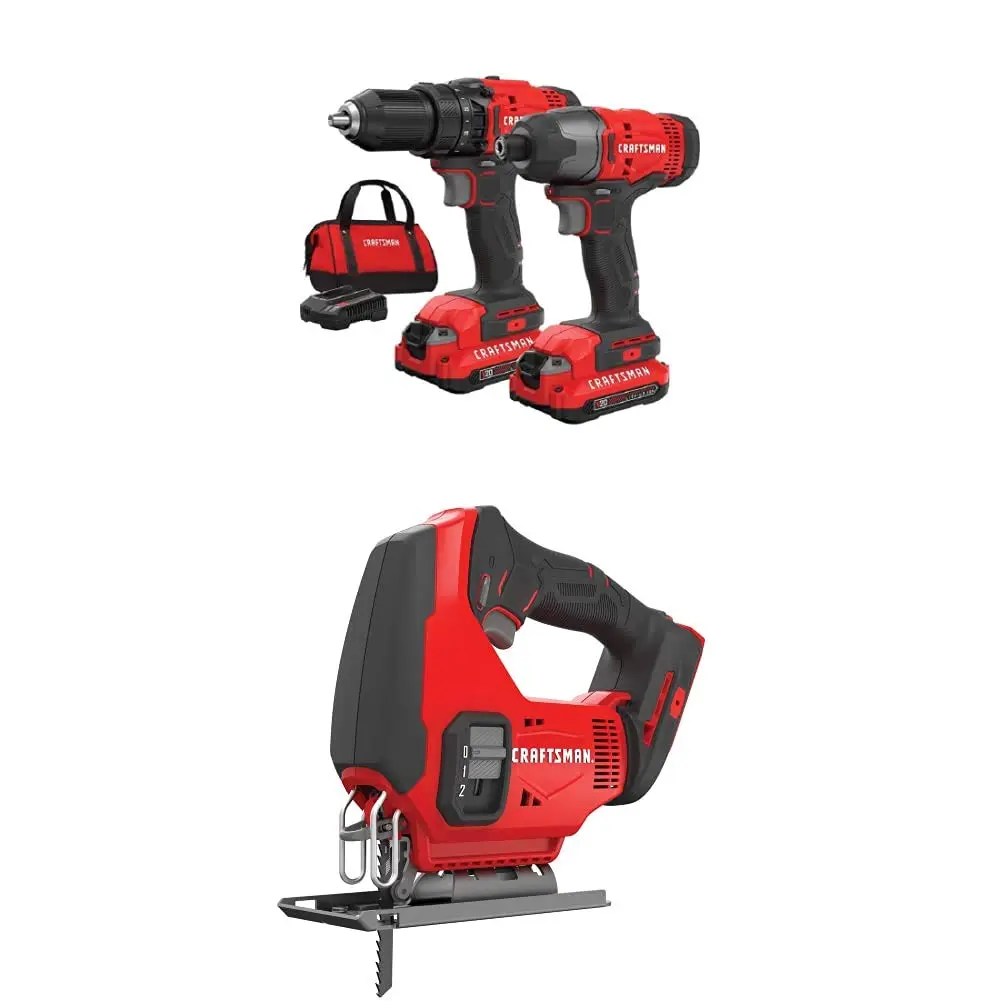 CRAFTSMAN V20 MAX Cordless Drill and Impact Driver, Power Tool Combo Kit with 2 Batteries and Charger (CMCK200C2AM)