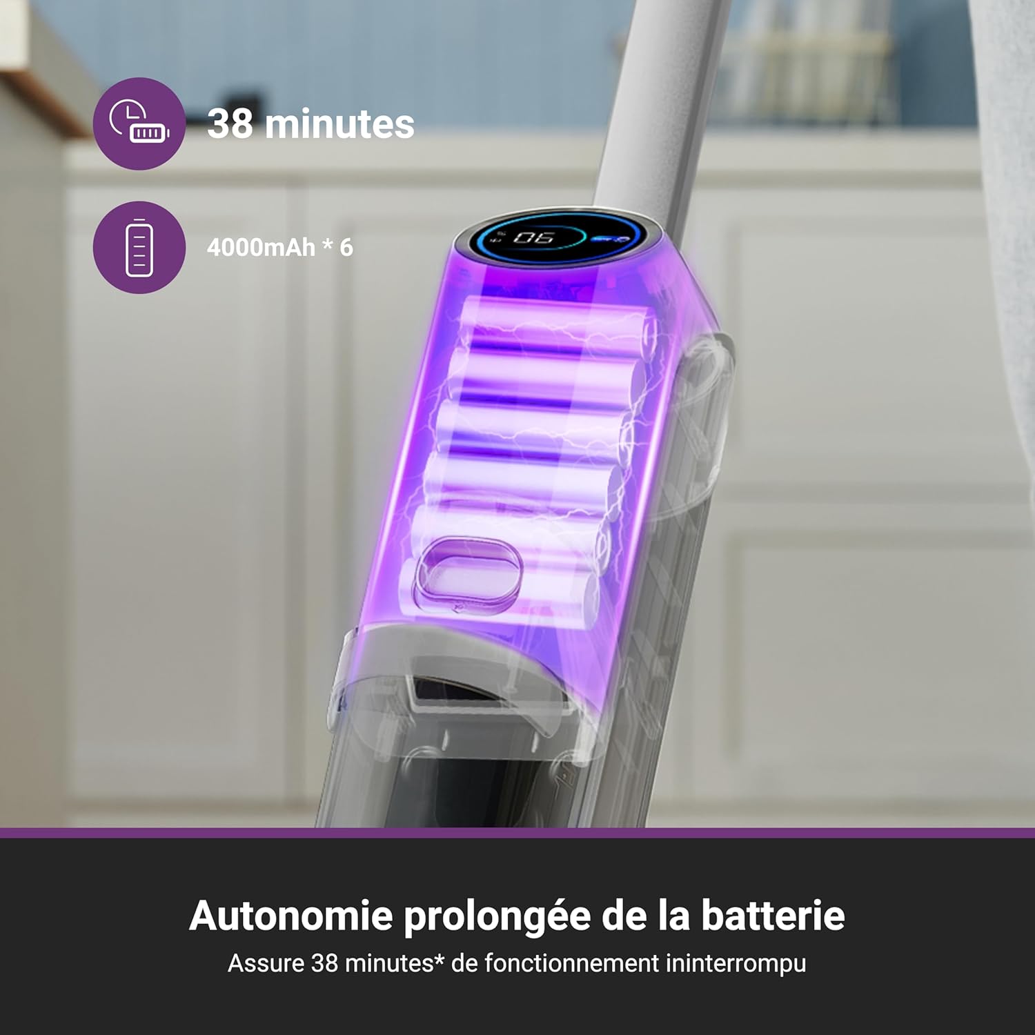 Eureka RapidWash NEW630 Aspirateur Laveur sans Fil,Aspirateur Balai Sec et Humide Inclinaison à 170°,Séchage Air Chaud 60℃,Anti Enchevêtrement,Autonomie 38 Mins,Aspirateur Eau et Poussière Sols Durs