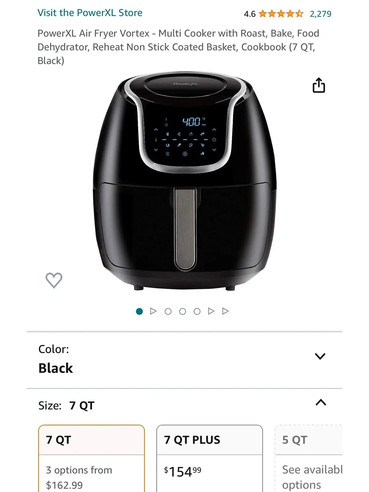 Copy of PowerXL Air Fryer Vortex - Multi Cooker with Roast, Bake, Food Dehydrator, Reheat Non Stick Coated Basket, Cookbook