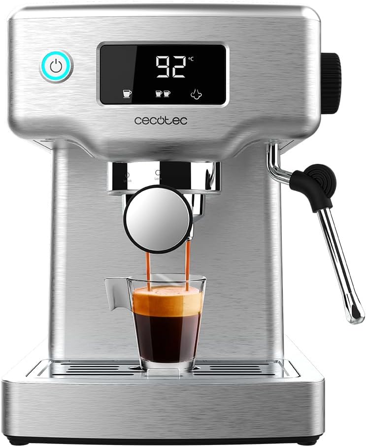 Cecotec Machine à café Express Power Espresso 20 Barista Cream. 2 Thermoblocks, 20Bars, Manomètre, Mode Auto pour 1 et 2 Café(s), Buse vapeur Orientable, Conduit pour Infusions, 2900W.