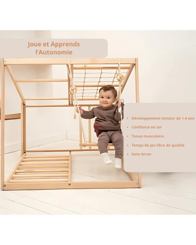 Aire de jeux Intérieur enfant | Jeu Montessori en bois pour Enfants | Escalade 1 an à 5 ans