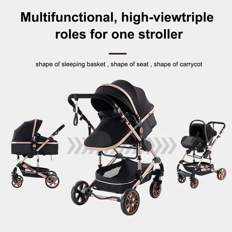 YAZOCO Poussettes 3 en 1 Citadines Poussettes Combinées Poussette Tricycle Baby Walker Poussette Haute Paysage Poussettes Pliantes Trolley Bébé Landau pour 0-36 (1 Noir)