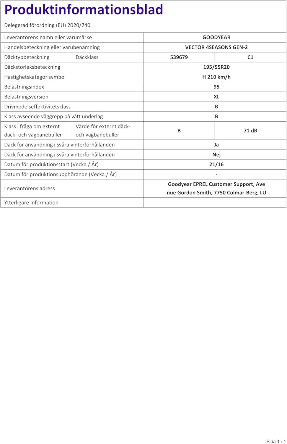 Goodyear Vector 4Seasons G2 M+S - 195/55R16 87H - Pneu 4 saisons