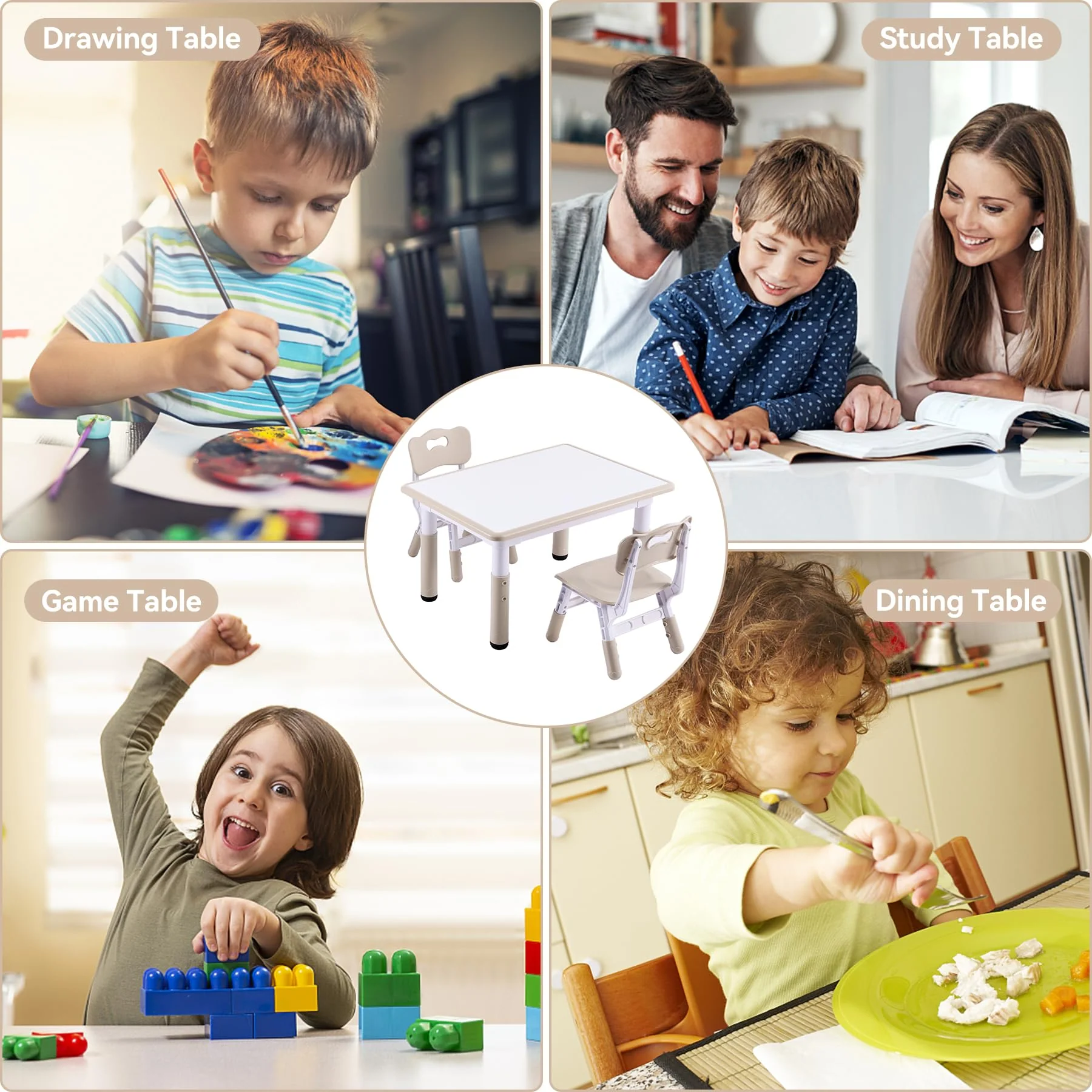 DOREROOM Adjustable Toddler Table and Chair Set