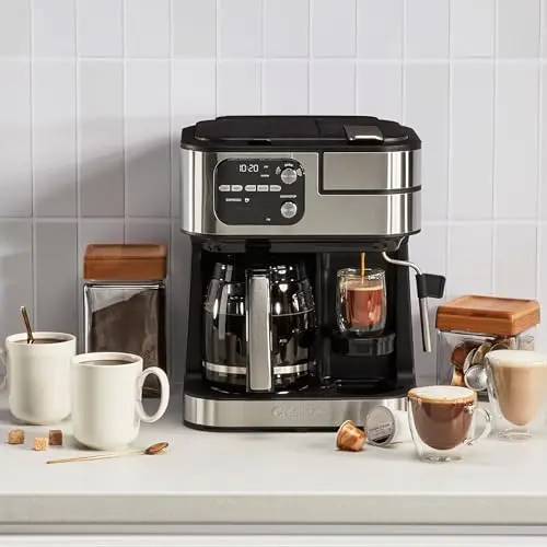Cuisinart Coffee Maker Barista System, Coffee Center 4-In-1 Coffee Machine, Single-Serve Coffee, Espresso & Nespresso Capsule Compatible, 12-Cup Carafe, Black, SS-4N1