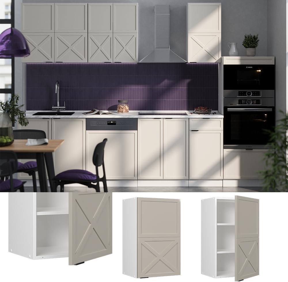 Vicco Meuble pour Four Fame-Line, Blanc Haute Brillance/Blanc, 60 cm avec étagères Ouvertes