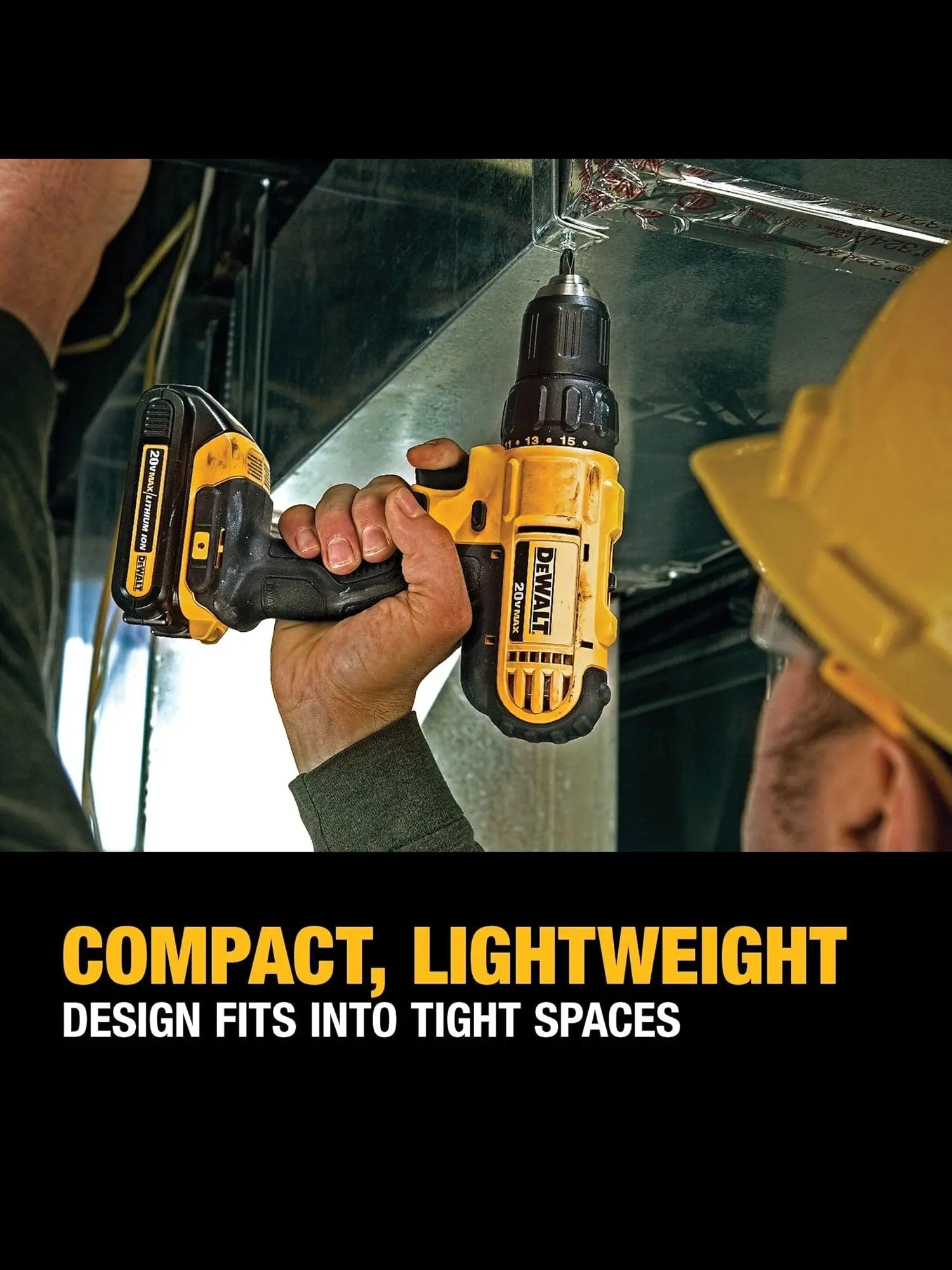 DEWALT 20V Max Cordless Drill/Driver Kit, Compact, 1/2-Inch (DCD771C2), Yellow