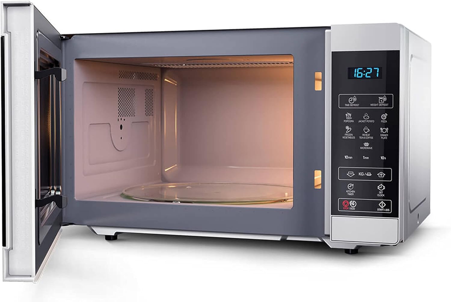 Sharp YC-MS51EB Micro-ondes sans grill de 25 litres, contrôle numérique, micro-ondes: 900 W, 5 niveaux de puissance micro-ondes, plaque tournante, serrure enfant, fonction ECO, couleur noire.