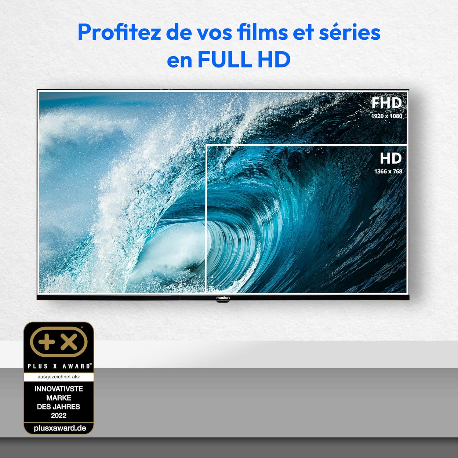 MEDION E14080 (MD 30224) Téléviseur Full HD 100,3 cm (40 Pouces) (Lecteur DVD intégré, récepteur Triple Tuner DVB-T2 DVB-C DVB-S2, 2 x HDMI, VGA, USB, Mediaplayer, CI+)