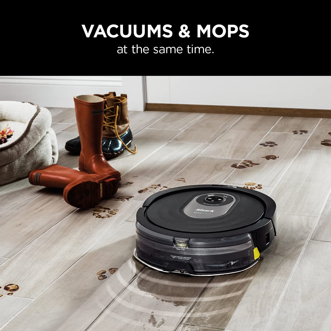 Shark AI Robot Vacuum & Mop, with Home Mapping, Perfect for Pets, Wifi, Works with Alexa, Black/Gold (AV2001WD)