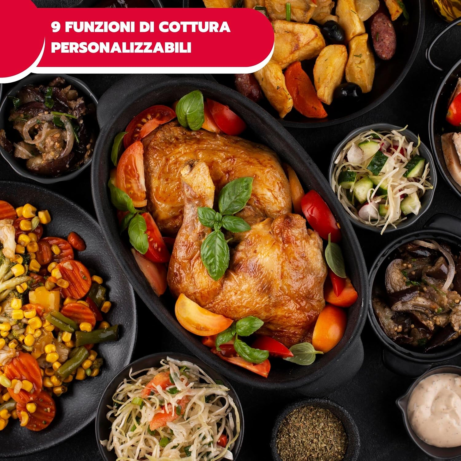 ARDES - AR6440VD Four électrique ventilé Capacité de 31 litres avec lumière interne 9 fonctions de cuisson minuterie double vitrage avec accessoires MIST 400, Noir