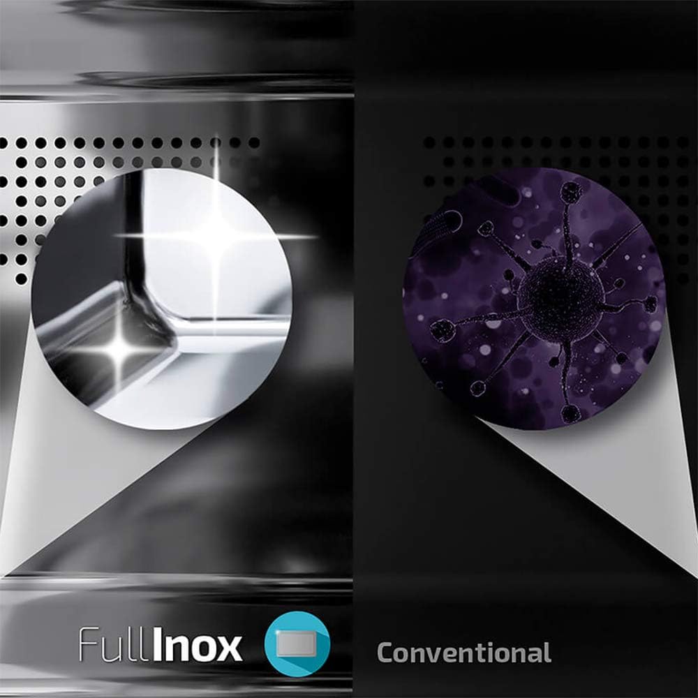 Cecotec Four à micro-ondes ProClean 9110 FullINOX avec grill 1000 W, 30 litres, 5 niveaux de puissance, 8 programmes, minuterie de 60 minutes, revêtement Ready2Clean, design avant miroir