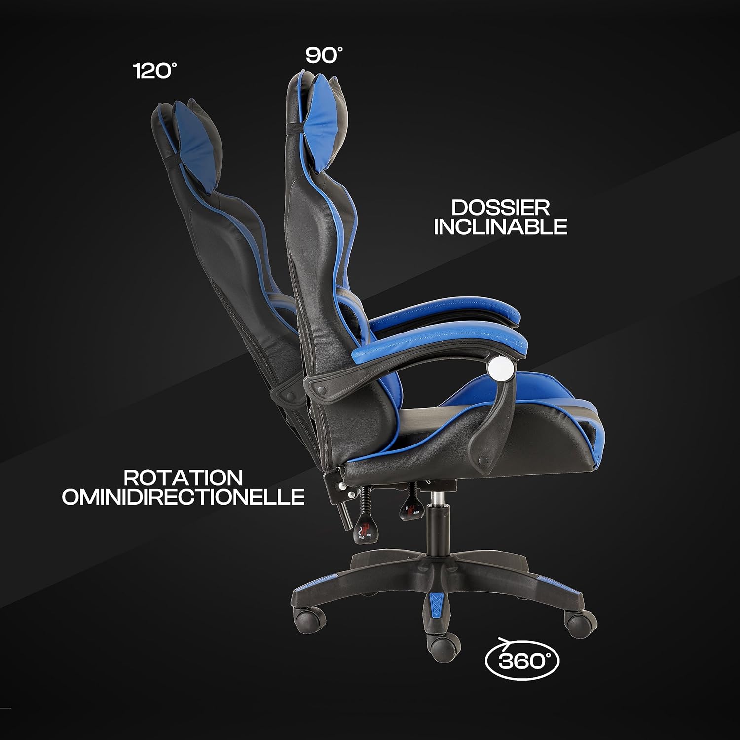 Baroni Home Chaise de Gaming, Chase de Jeux Ergonomique Chaise de Bureau avec Confortable Dossier réglable, Appui-tête et Soutien Lombaire, Blanc