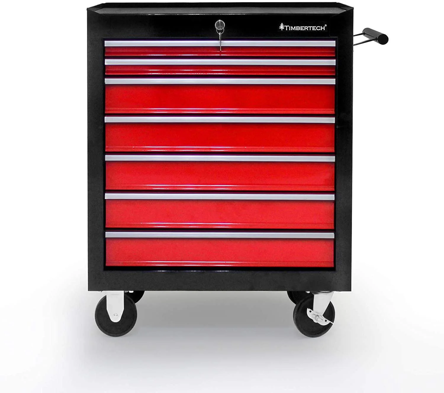 Chariot à outils 4 roulettes 2 avec frein en acier servante d atelier caisse à outils amovible 77,5 cm rouge noir 01_0000447