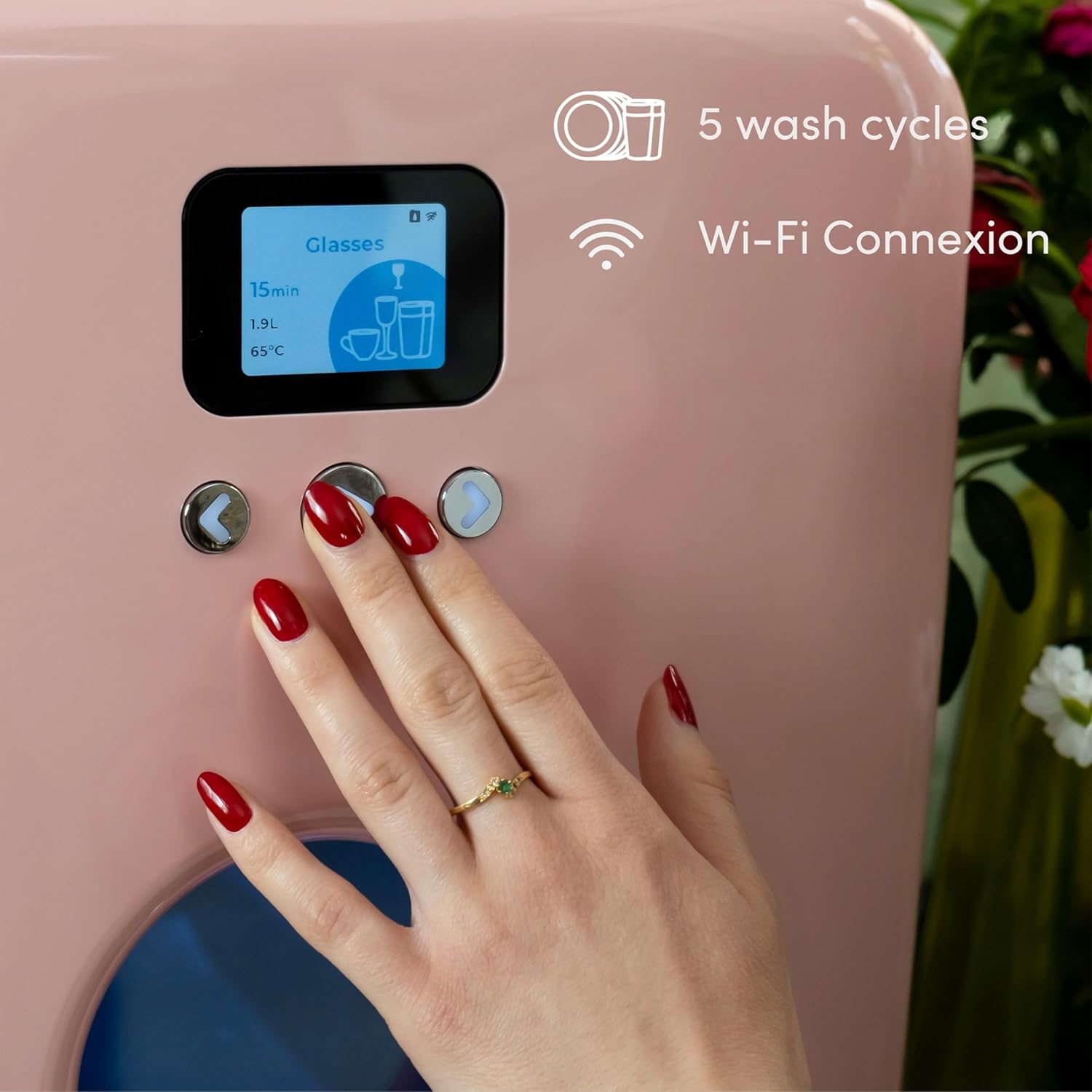 DAAN TECH Bob - Lave-vaisselle Compact 3 Couverts Encastrable - Pose Libre, Avec Réservoir, Portable - Séchage Naturel - Assiette 29 cm - Label Origine France Garantie, Eco-Conçu (Blanc-Rouge)