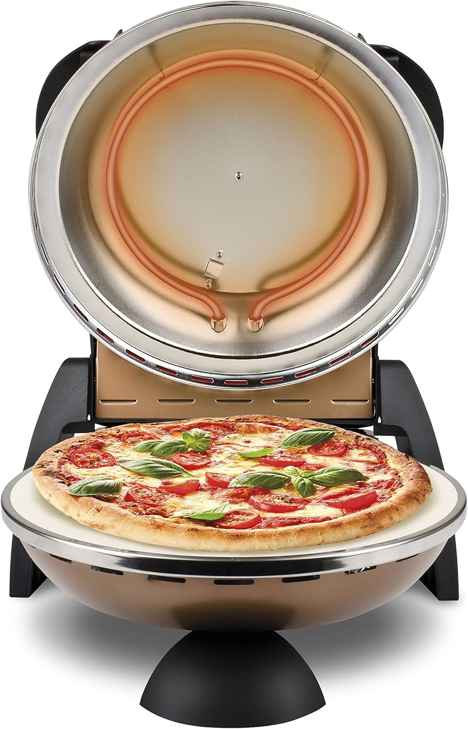 G3 Ferrari G10006 Pizza Exprimer Plaisir, Four Pizza, 1200 W, 400°C, Pierre Réfractaire (diamètre 31 cm), Minuteur 5', Livre de Recettes inclus, Noir
