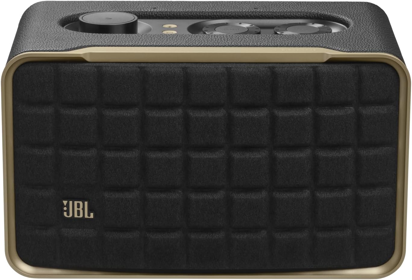 JBL Authentics 200 Enceinte Smart Home avec Wi-Fi, Bluetooth et assistants vocaux, design rétro, noire, Prise européenne (Type C)