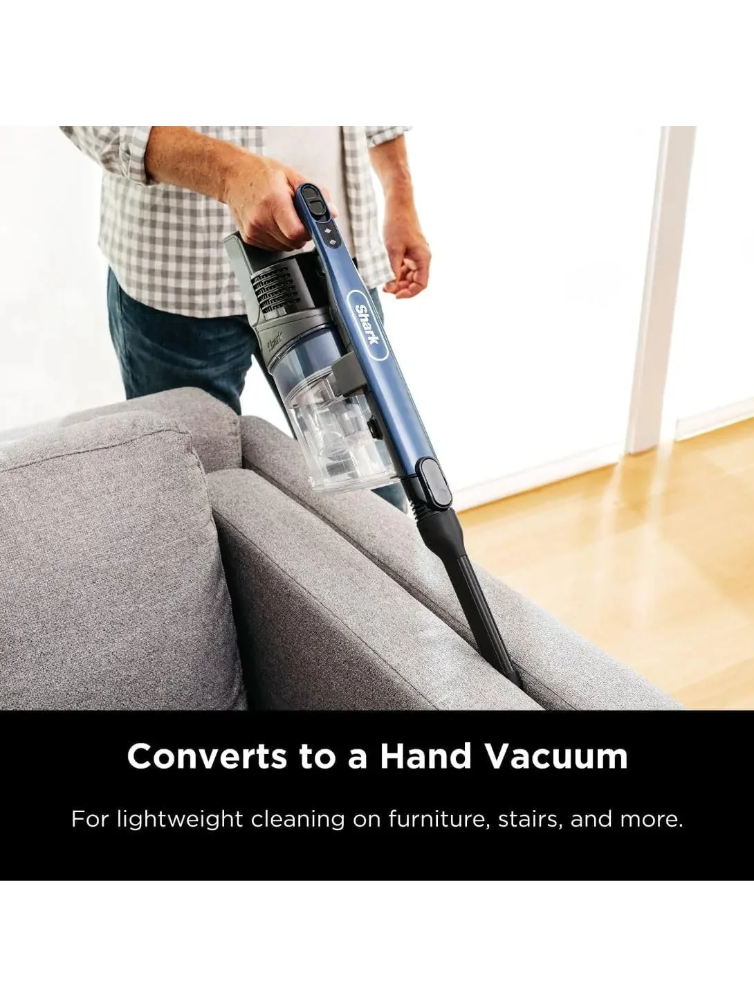 Shark IZ363HT Anti-Allergen Pet Power Cordless Stick Vacuum Self-Cleaning Brushroll, PowerFins, Removable Handheld, Crevice Tool, Dusting Brush, 50min Runtime, Blue