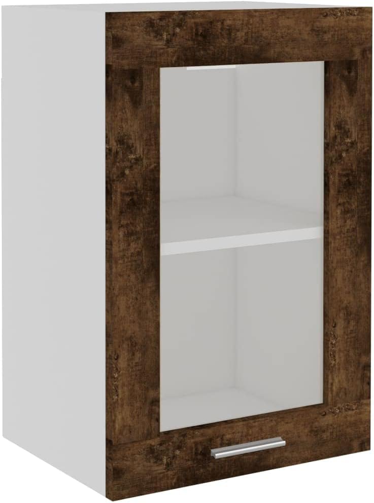 vidaXL Armoire à Micro-Ondes Placard Armoire de Rangement Meubles de Cuisine avec 4 Etagères Intérieur Maison Gris Béton 60x57x207 cm Aggloméré