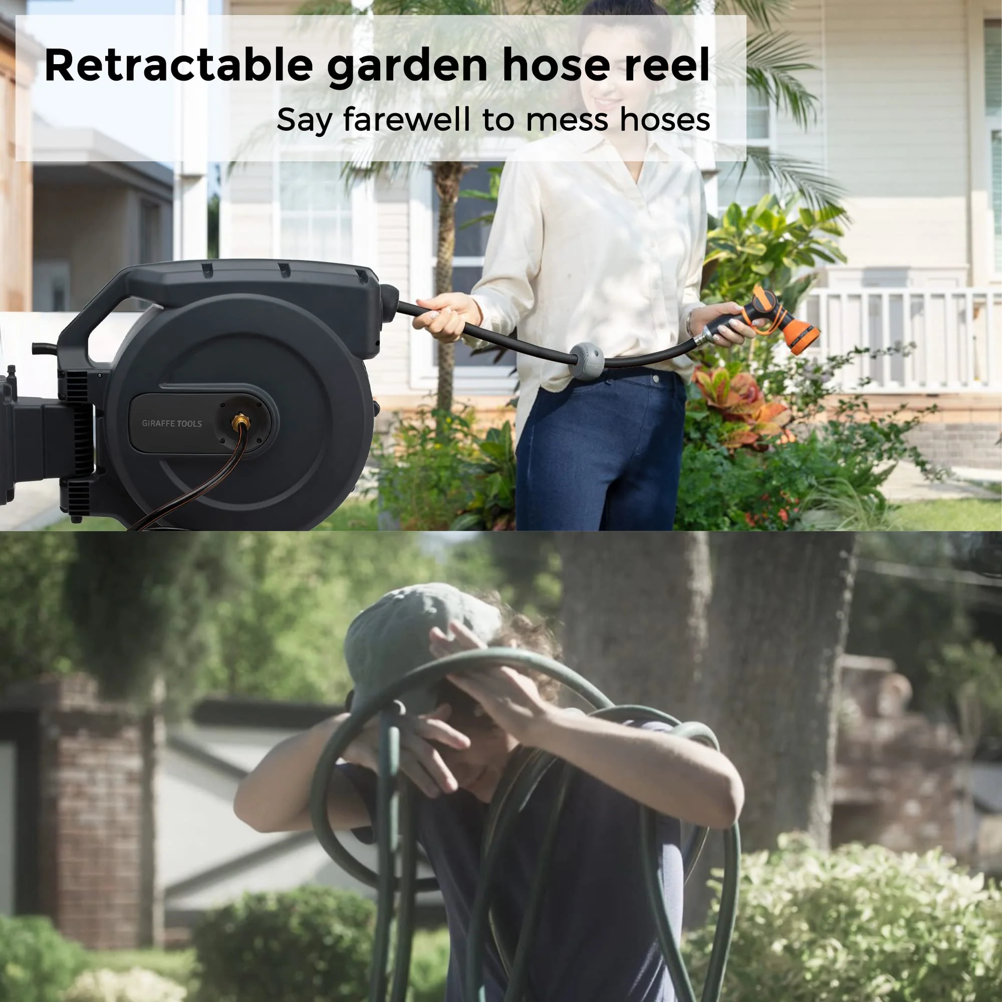 Giraffe Tools Retractable Garden Hose Reel 5/8
