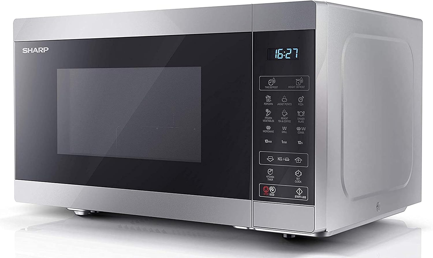 Sharp YC-MS51EB Micro-ondes sans grill de 25 litres, contrôle numérique, micro-ondes: 900 W, 5 niveaux de puissance micro-ondes, plaque tournante, serrure enfant, fonction ECO, couleur noire.