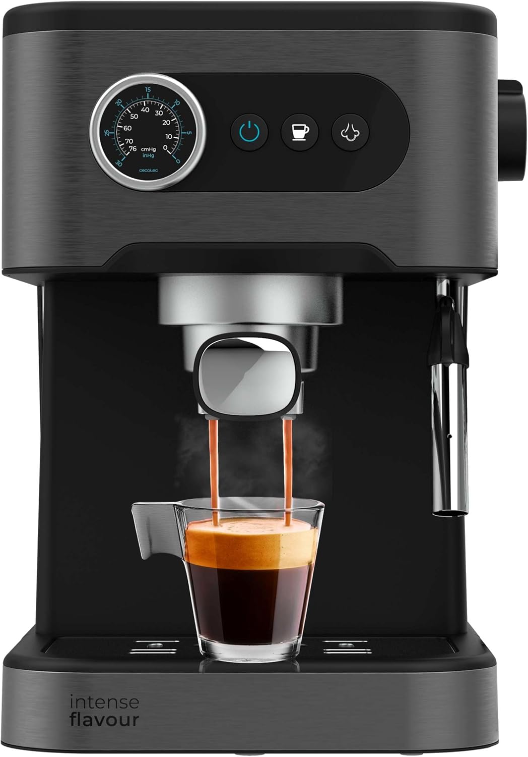 Cecotec Machine à café Express Power Espresso 20 Barista Cream. 2 Thermoblocks, 20Bars, Manomètre, Mode Auto pour 1 et 2 Café(s), Buse vapeur Orientable, Conduit pour Infusions, 2900W.