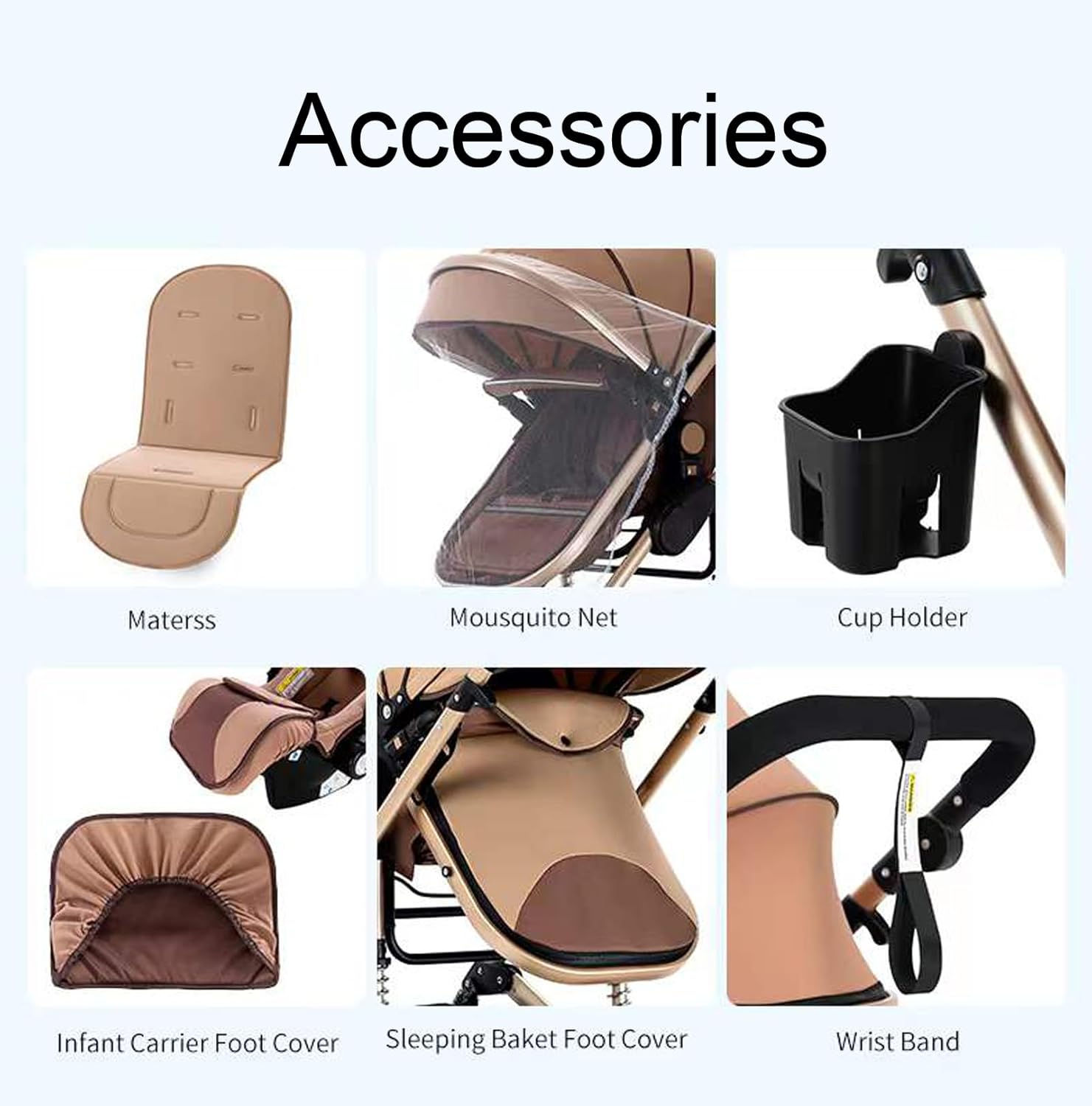 Magic ZC Poussette 3 en 1, Poussette Bebe avec Conception Portable Pliable en Un Clic, Pousette 3 en 1 avec Poussée Réversible Bidirectionnelle, Poussette Trio avec Accessoires (black gold 588)