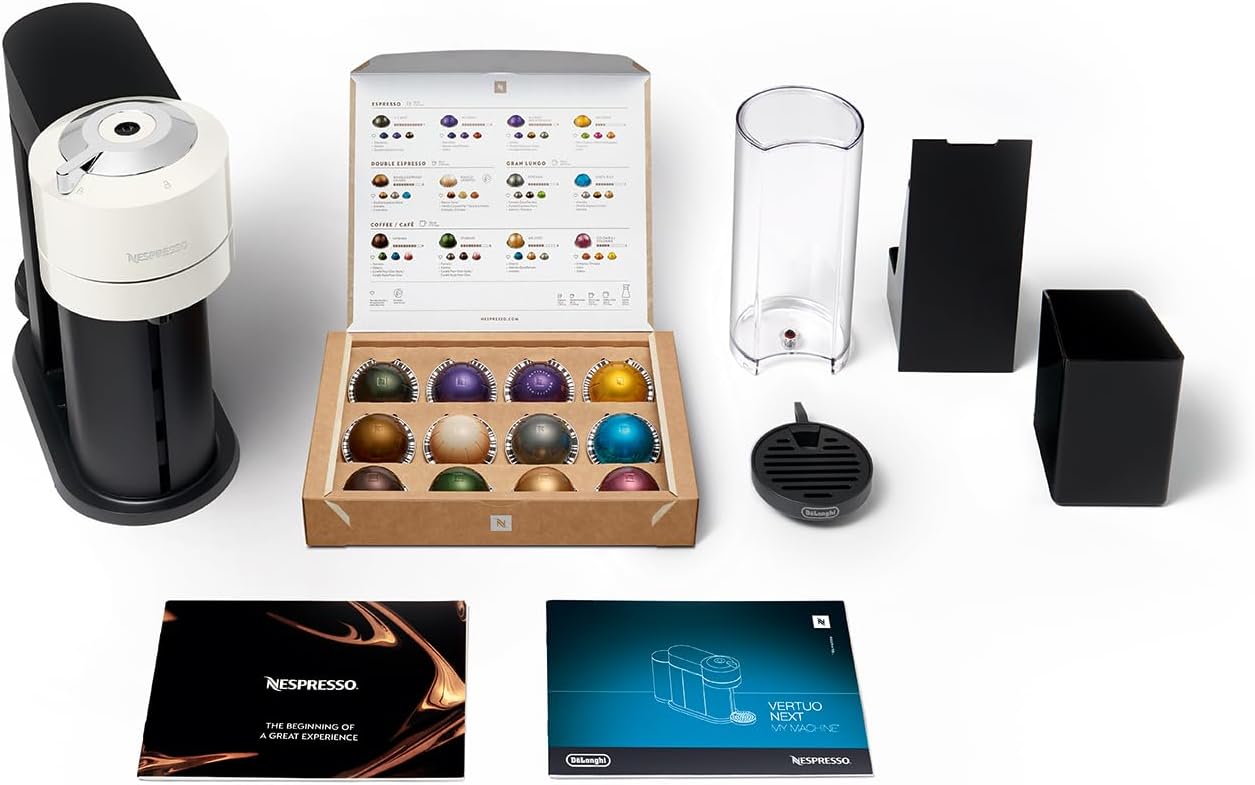 Nespresso Machine à café à capsules DeLonghi ENV 120.BWAE Vertuo Next Premium avec mousseur à lait, marron