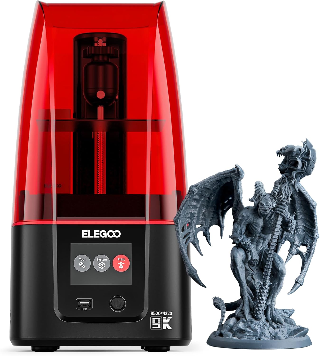 ELEGOO Mars 5 Ultra Imprimante 3D Résine 9K, Impression à Haute Vitesse 150mm/h, Nivellement Automatique, Détection Intelligente, Transfert Wi-Fi, Taille d'Impression 153.36 x 77.76 x 165 mm³