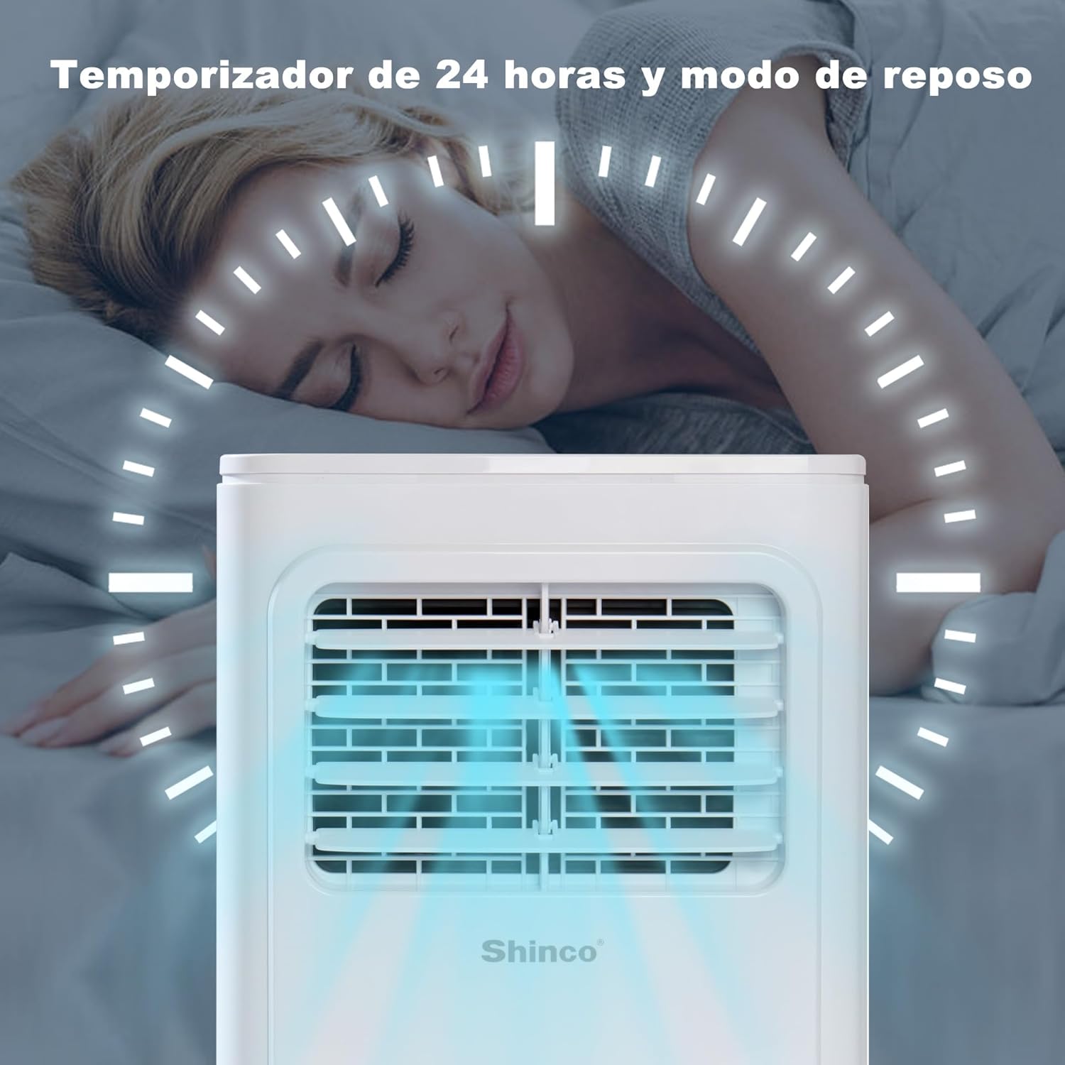 SHINCO Climatiseur mobile, 7000 BTU 2,05kW, Refroidir&Ventilation&Déshumidification, taille de la pièce jusqu'à 54m³(18㎡), Climatiseur mobile avec tuyau d'évacuation et tuyau de vidange, mode sommeil