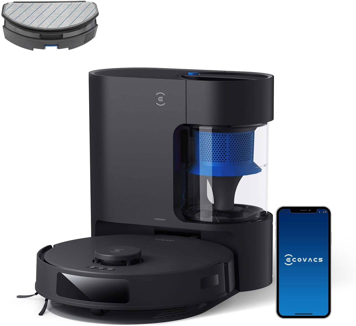 ECOVACS Aspirateur Robot DEEBOT N20 Plus, Robot Aspirateur Laveur 8000Pa avec vidange Automatique poussière, Nettoyage Autonome de 45 Jours, Batterie 300 Min, Anti-Tangle, Tapis et Poils d'animaux