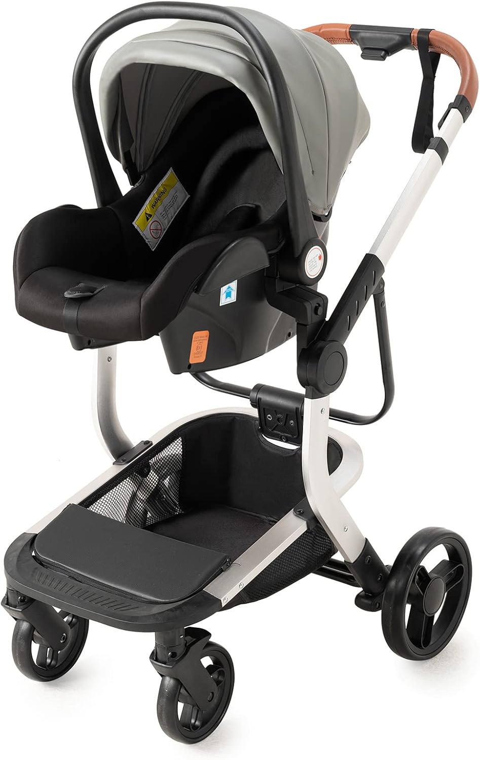 Magic ZC Poussette 3 en 1, Poussette Bebe avec Conception Portable Pliable en Un Clic, Pousette 3 en 1 avec Poussée Réversible Bidirectionnelle, Poussette Trio avec Accessoires (black gold 588)