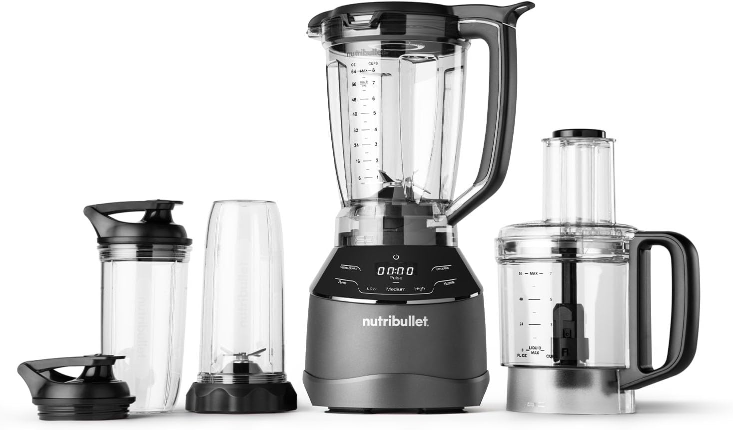 NutriBullet triple Prep System, mixeur électrique, blender multifonction, puissance 1500 watts, 3 appareils, noir, NBF580B