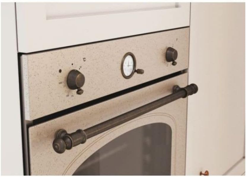 Candy FCC604NAV Four électrique encastré, ventilé, capacité 65 litres, fonction pizza, 8 programmes, 56,8 x 59,5 x 59,5 cm, style rustique, avoine, classe A+