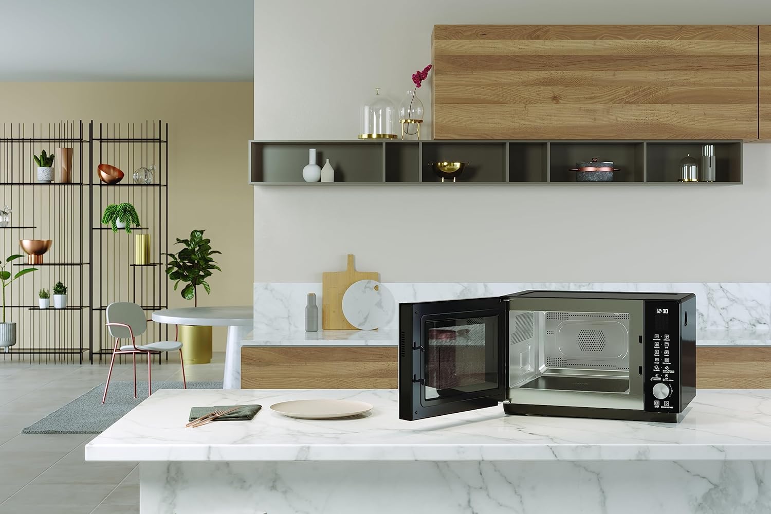 Bauknecht MF 255 B - Micro-ondes extra espace - Sans plateau tournant - My Menu - Programmes spéciaux - Cuisson à vapeur avec récipient de cuisson à la vapeur - Air chaud - Barbecue à quartz -