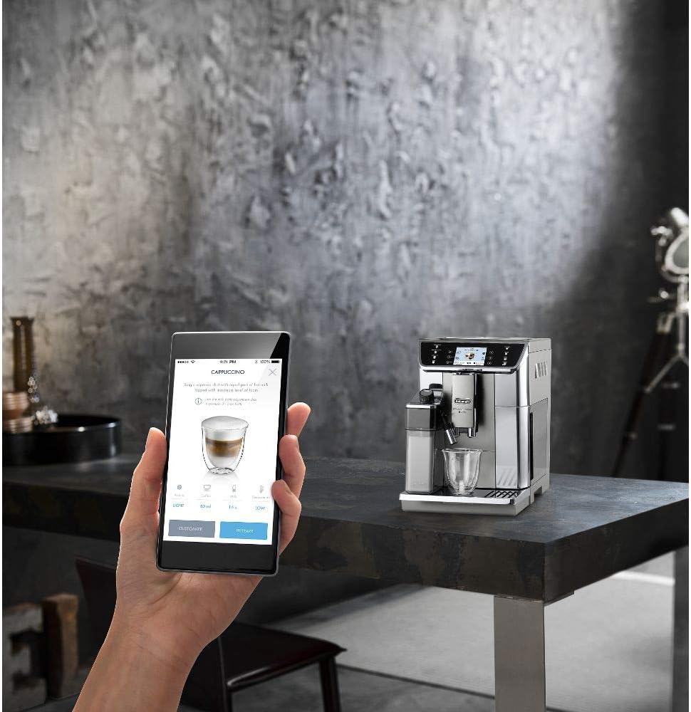 De'Longhi Prima Donna Elite ECAM 656.55. MS Machine à café entièrement automatique (3,5 Écran couleur TFT, système Lait intégré, App Contrôle, acier inoxydable, fonction de 2 tasses avant) Argent