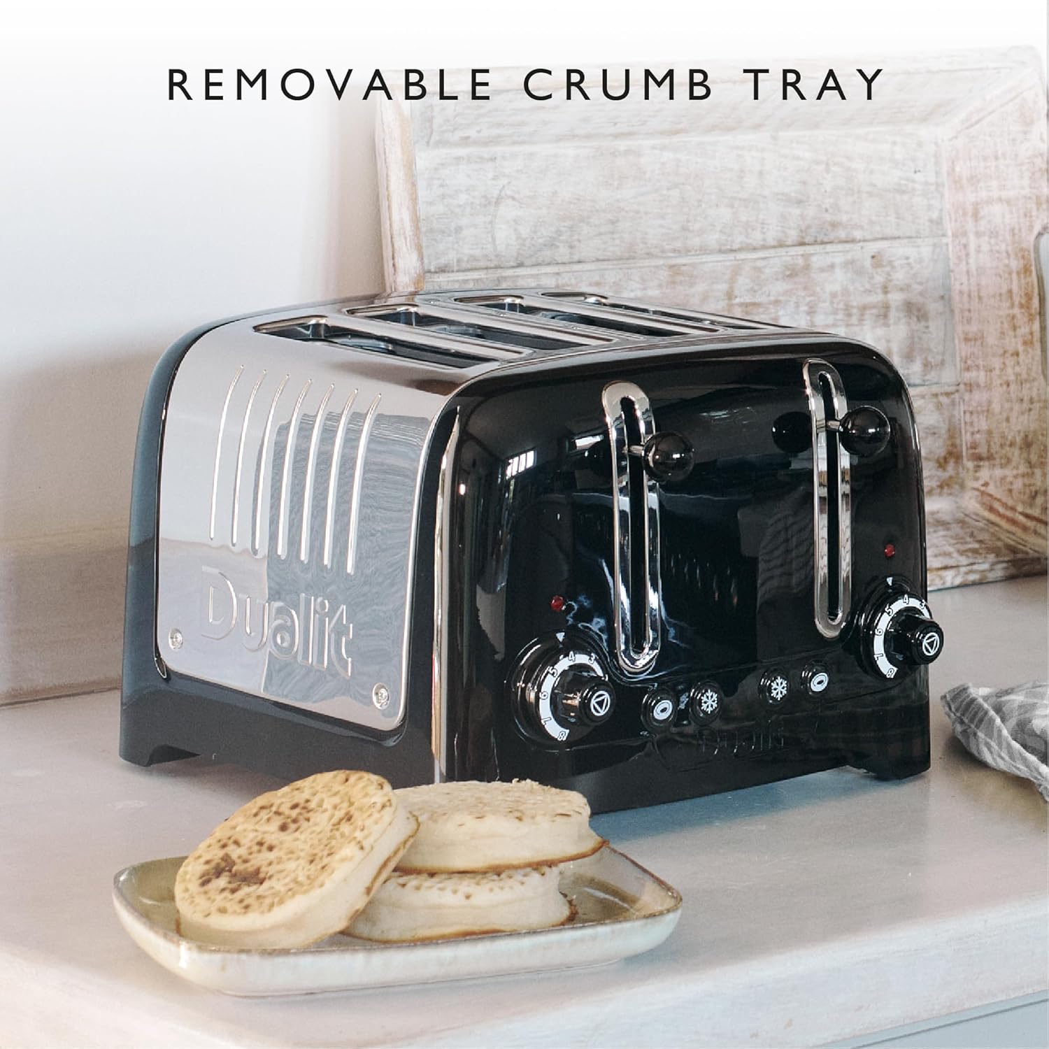 Dualit Grille-pain 4 tranches Slot Lite VARIO dans Un coup d'œil à haute finition Black Gloss et la fonction pop 46205 - * ** IMPORTATION BRITANNIQUE ***