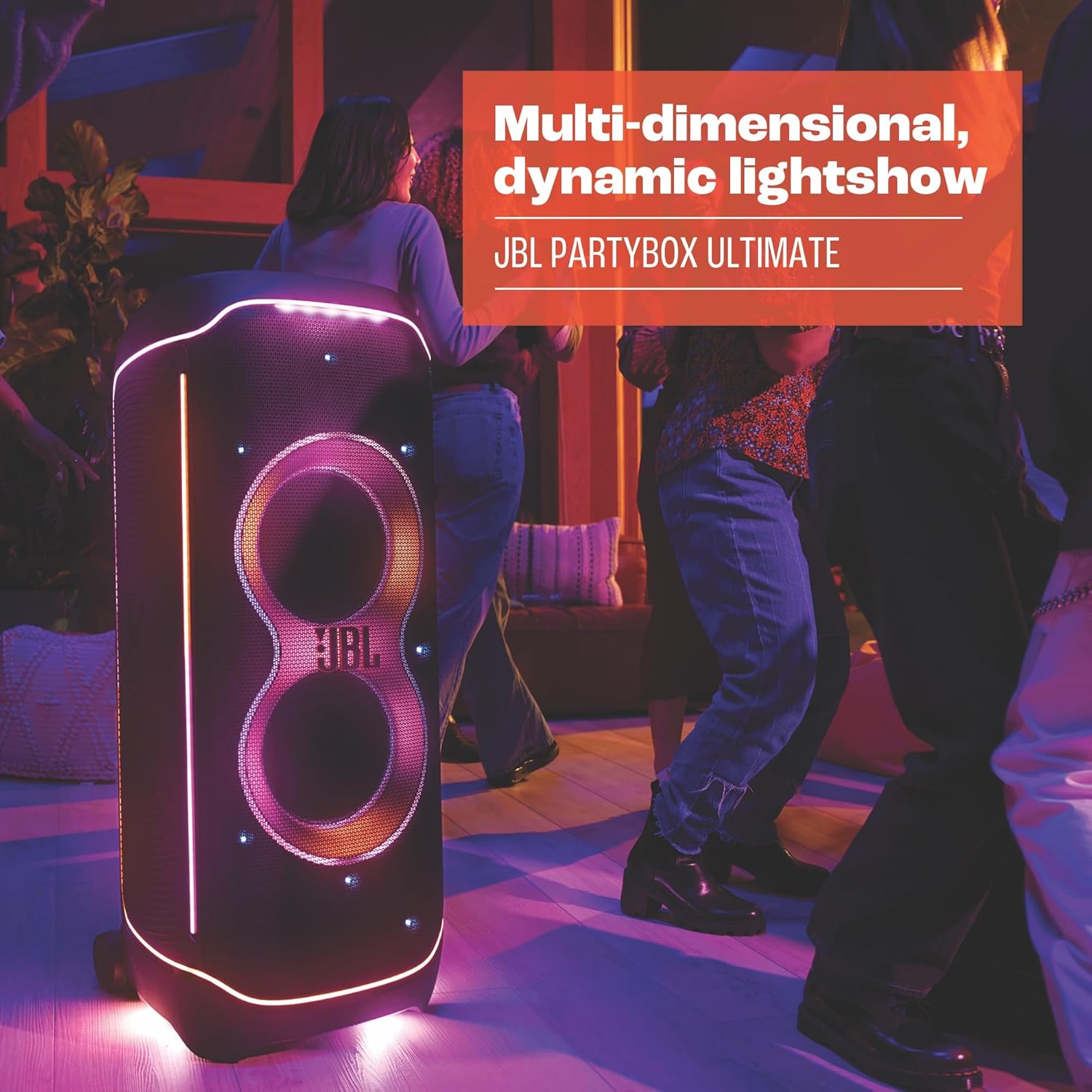 JBL PartyBox Club 120, Enceinte portable de soirée, poignée pliable ergonomique, jeu de lumières, 12 heures d'autonomie, résistante aux éclaboussures IPX4, noir, Prise européenne (Type C)