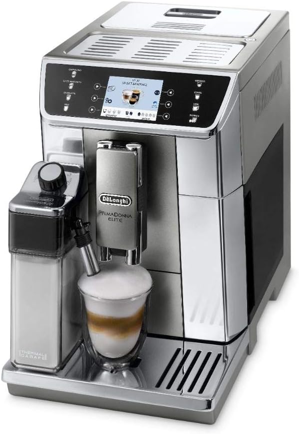 De'Longhi Prima Donna Elite ECAM 656.55. MS Machine à café entièrement automatique (3,5 Écran couleur TFT, système Lait intégré, App Contrôle, acier inoxydable, fonction de 2 tasses avant) Argent