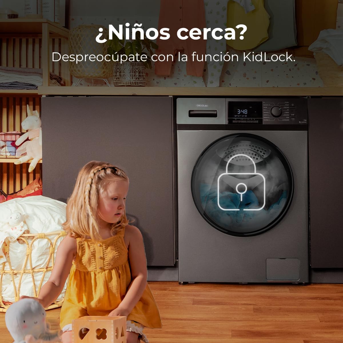 Cecotec Lavadora 8 Kg Carga Frontal Bolero Dresscode 8500 Inverter A. 1900 W, 1400 rpm, Motor Inverter Plus, Bajo Consumo, 16 Programas, SteamMax, Delay Start, Blanco