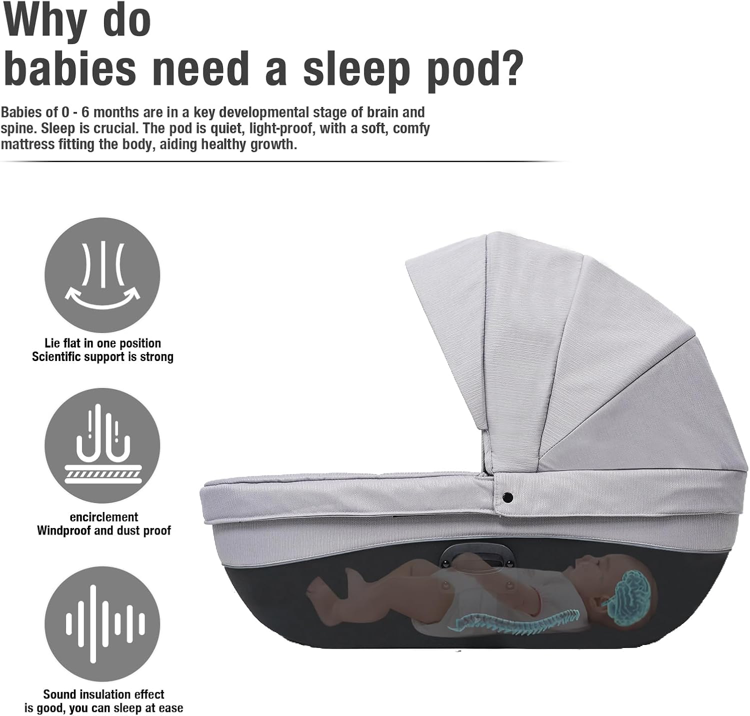 NADDLILY Poussette 3 en 1, Poussette Bebe avec Conception Portable Pliable en Un Clic, Pousette 3 en 1 avec Poussée Réversible Bidirectionnelle, Poussette Canne avec Accessoires (V9 Black)