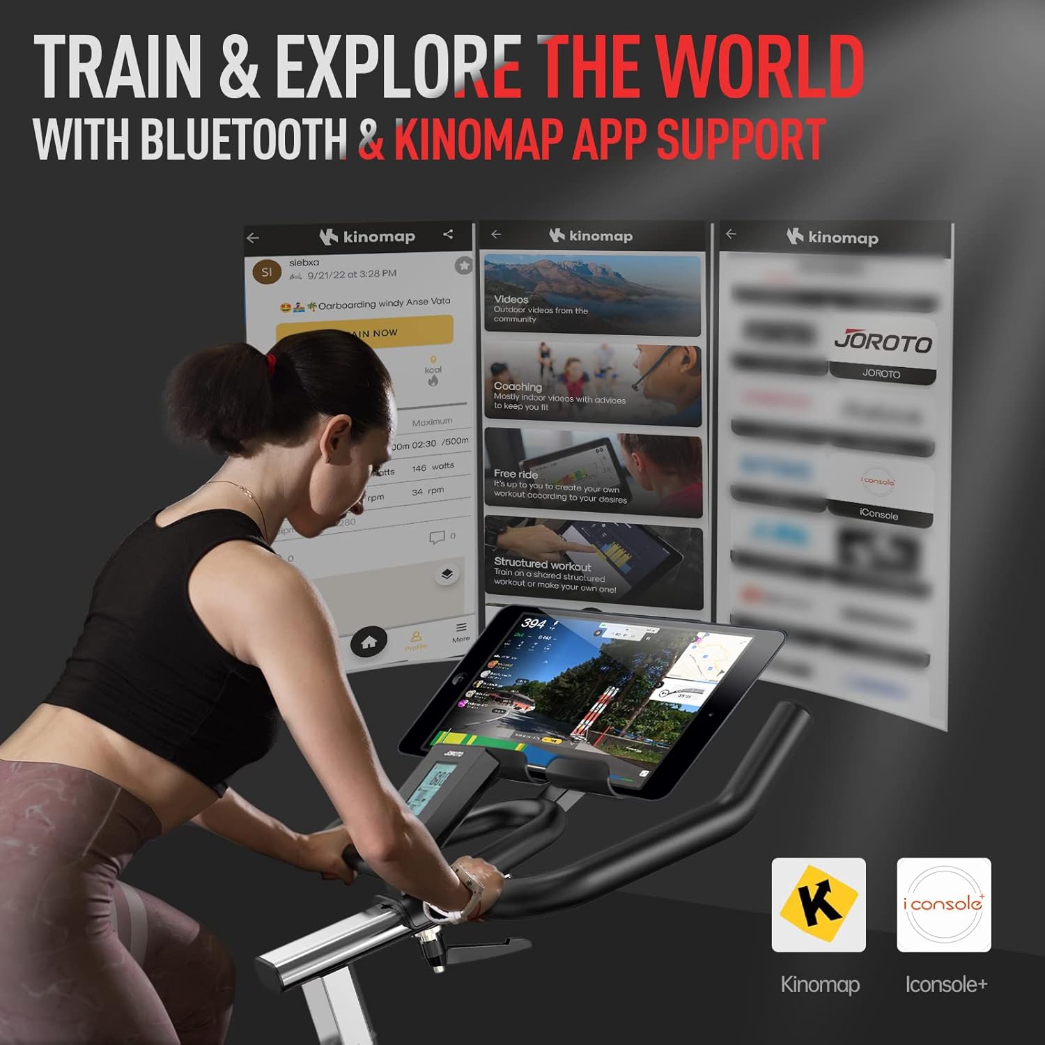 JOROTO X2 Vélo d'Appartement Professionnel et JOROTO X2PRO Bluetooth Vélo d'Appartement Vélo de Fitness Ergomètre avec Résistance Magnétique Réglable et Système de Courroie avec Grand Support Tablette - Capacité de Charge 150KG