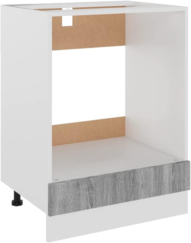 vidaXL Armoire à Micro-Ondes Placard Armoire de Rangement Meubles de Cuisine avec 4 Etagères Intérieur Maison Gris Béton 60x57x207 cm Aggloméré