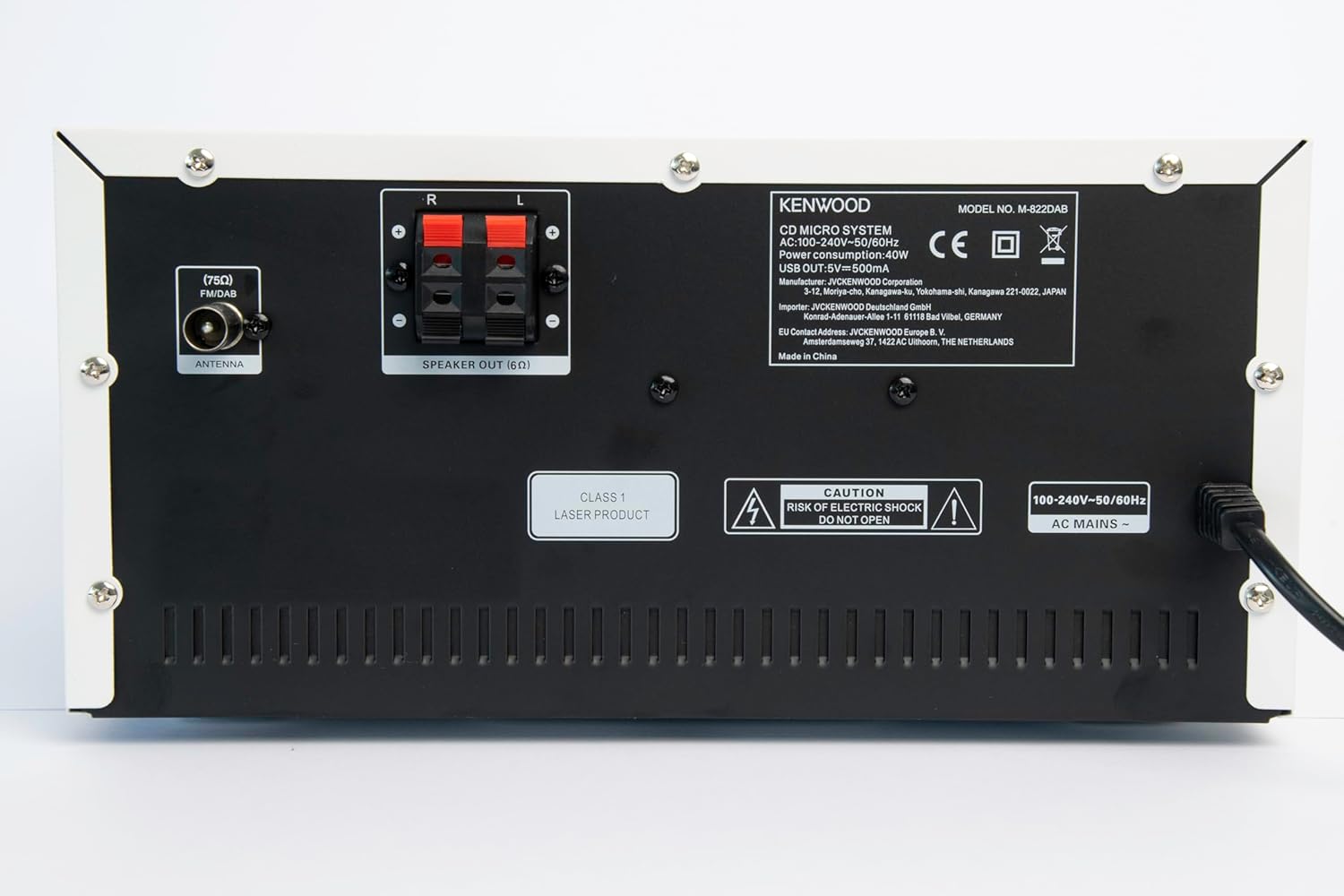 Kenwood M-822DAB Micro-chaîne Hi-FI avec Lecteur CD, USB, FM RDS, Dab+, Bluetooth et Audio-Streaming (Diffusion Audio) 2x50W, Blanc et Gris