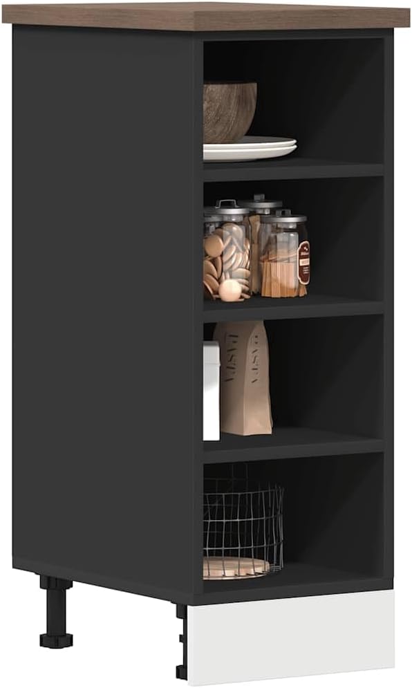 vidaXL Armoire à Micro-Ondes Placard Armoire de Rangement Meubles de Cuisine avec 4 Etagères Intérieur Maison Gris Béton 60x57x207 cm Aggloméré