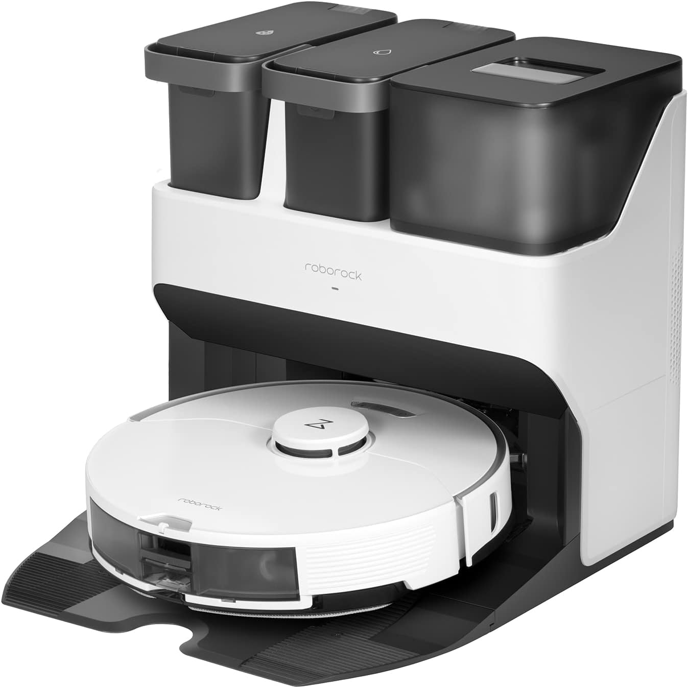 roborock QV 35A Aspirateur Robot Laveur, 8000Pa HyperForce, Station Multifonctionnelle, Serpillière Rotative 200 TR/Min & Relevable 10mm, Anti-enchevêtrement, Évitement d'obstacles, Cartographie, APP