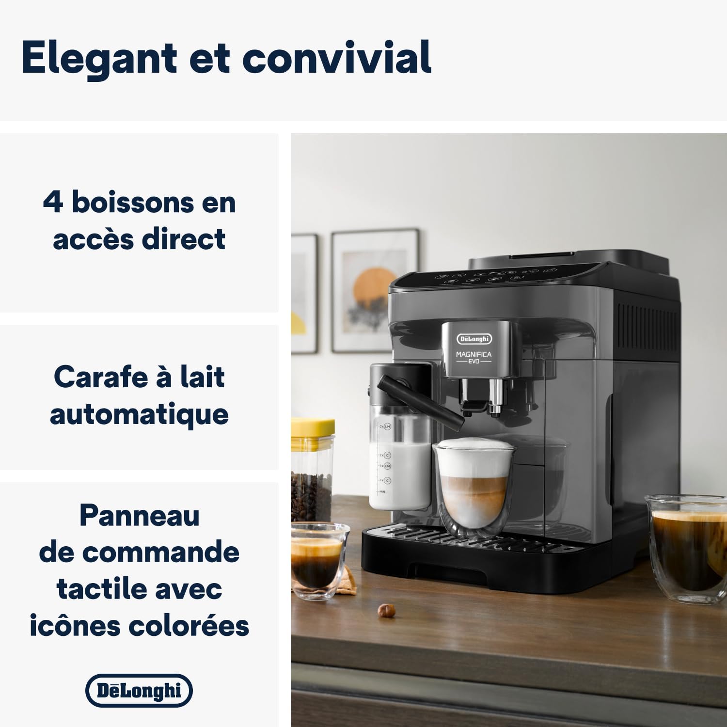 De'Longhi Magnifica Evo Machine a Café Grain ECAM292.81.B, Machine Expresso et Cappucino, 1.8L, 1450W, Noir [Exclusif Amazon]