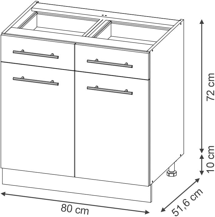 Vicco Meuble pour Four Fame-Line, Blanc Haute Brillance/Blanc, 60 cm avec étagères Ouvertes