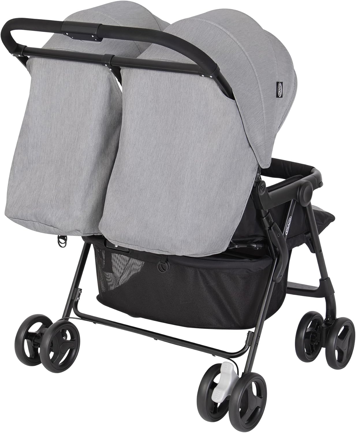 Graco DuoRider Poussette double légère, de la naissance à environ 3 ans (0-15 kg), dossiers réglables, pliable, grand panier de rangement, gris, Steeple Gray
